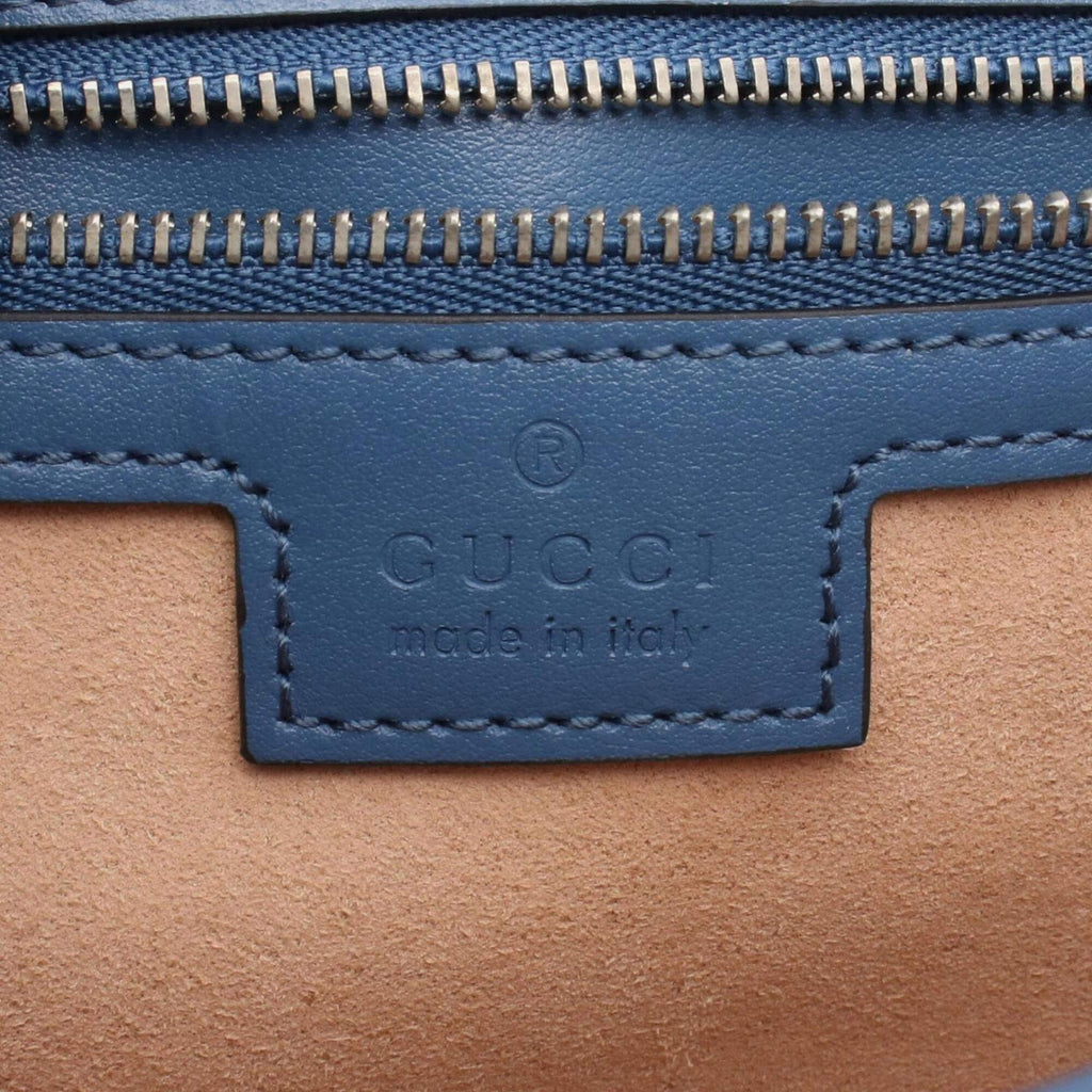Gucci GG Marmont Small Blue Matelasse Leather Shoulder Bag