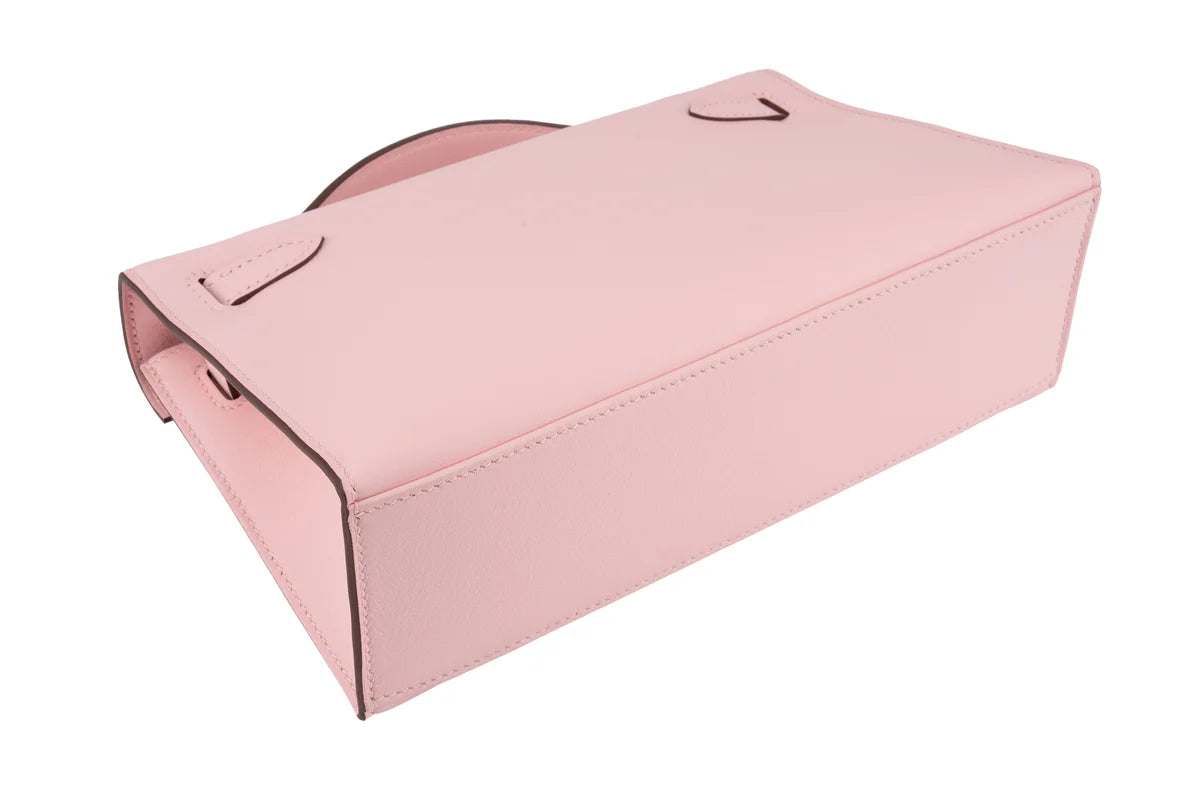 Hermès Kelly Pochette Swift Rose Sakura PHW