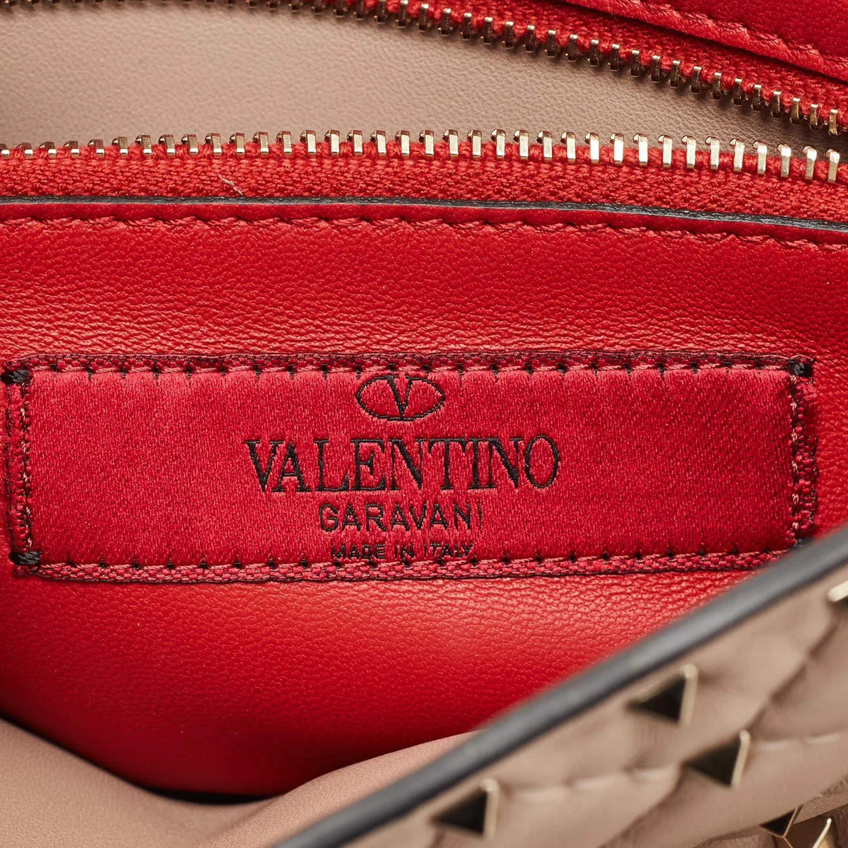 Valentino Rockstud Spike Medium Old Rose Leather Top Handle Bag