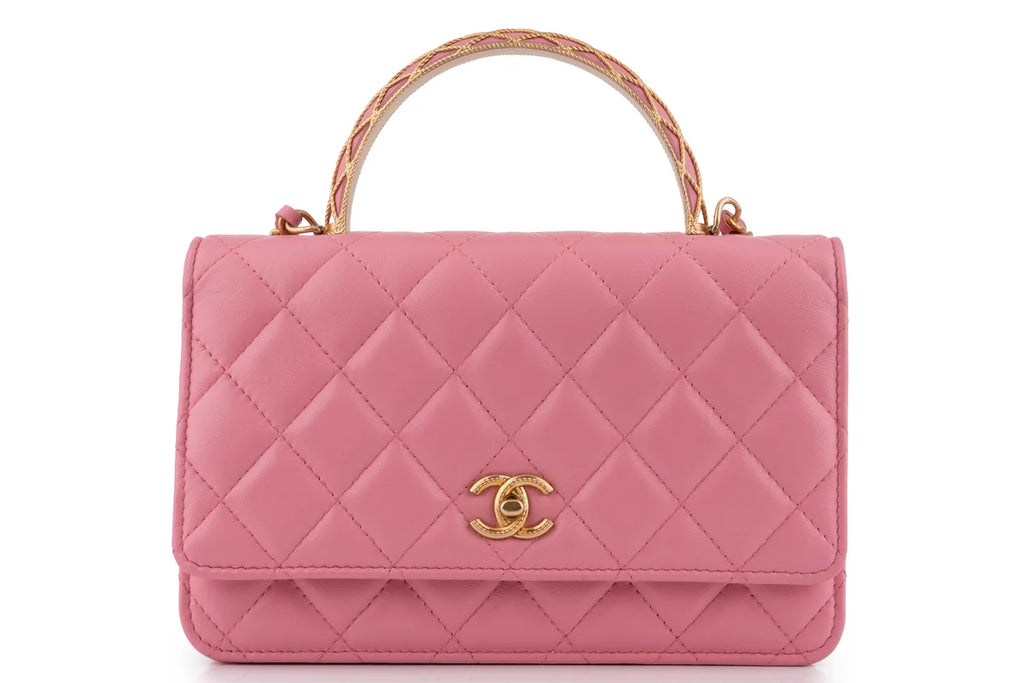 Chanel Quilted Top Handle WOC Lambskin Pink GHW