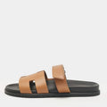 Hermes Brown Leather Chypre Flat Sandals Size 45