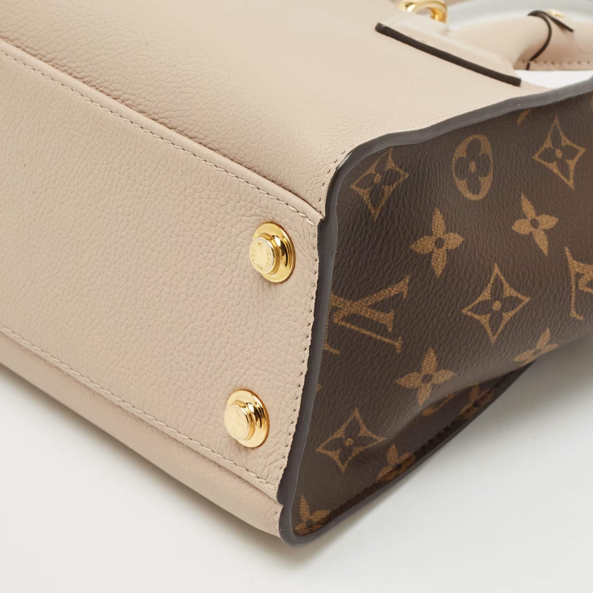 Louis Vuitton On My Side Beige Coated Canvas and Leather Tote Bag