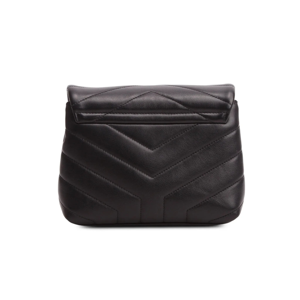 Saint Laurent Black Calfskin Y Quilted Monogram Toy Loulou Crossbody Bag