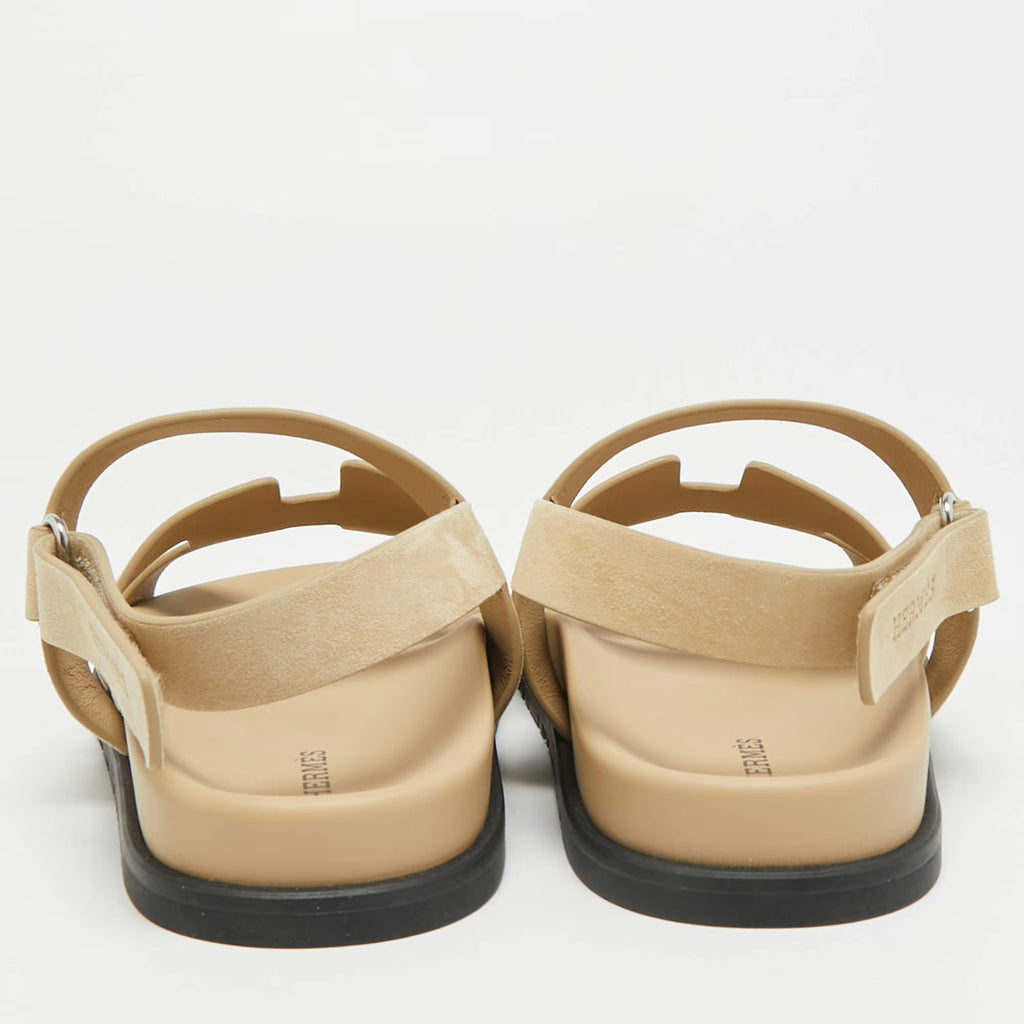 Hermes Genius Size 41 Beige Suede Flat Sandals