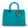 Christian Dior Diorissimo Turquoise Ostrich Tote Bag