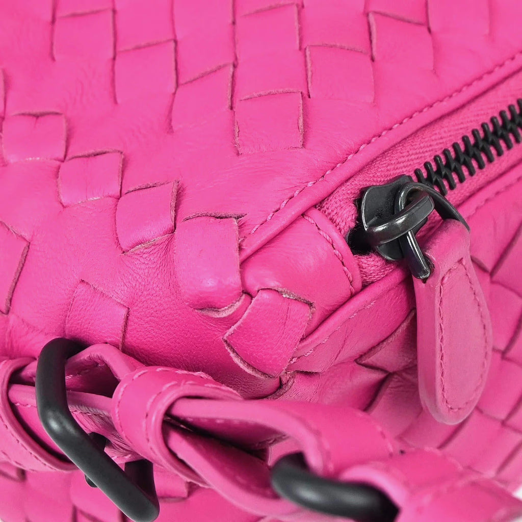 Bottega Veneta Intrecciato Barrel Pink Lambskin Leather Handbag