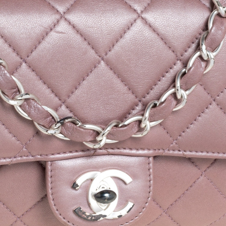 Chanel Metallic Pink Quilted Leather Extra Mini Classic Flap Bag