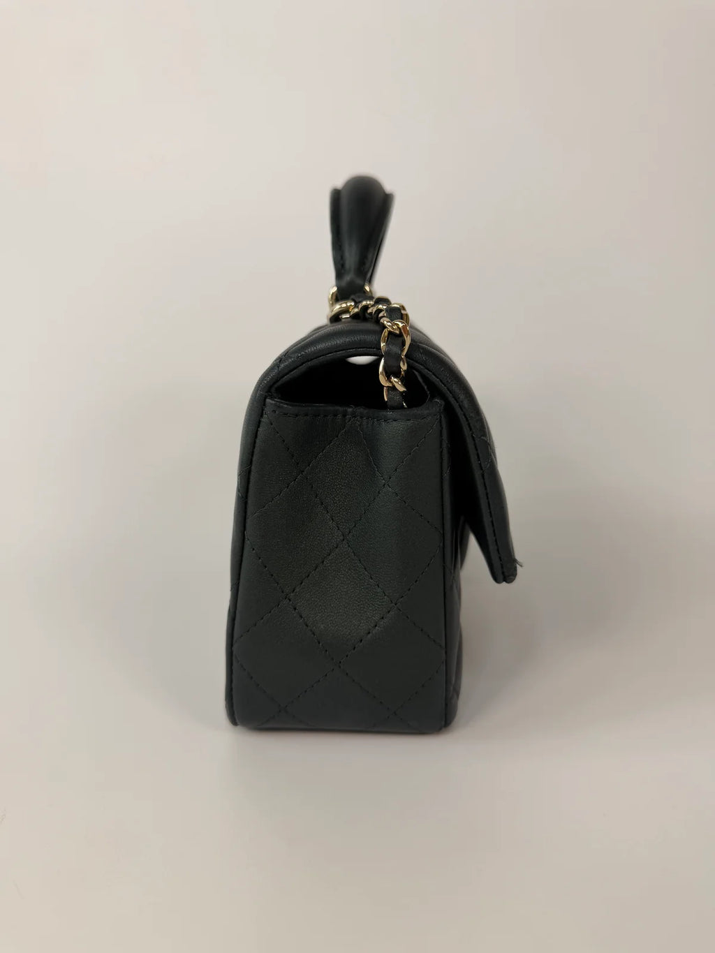 CHANEL MINI RECTANGLE TOP HANDLE IN METALLIC GREEN LAMBSKIN LEATHER GOLD HARDWARE