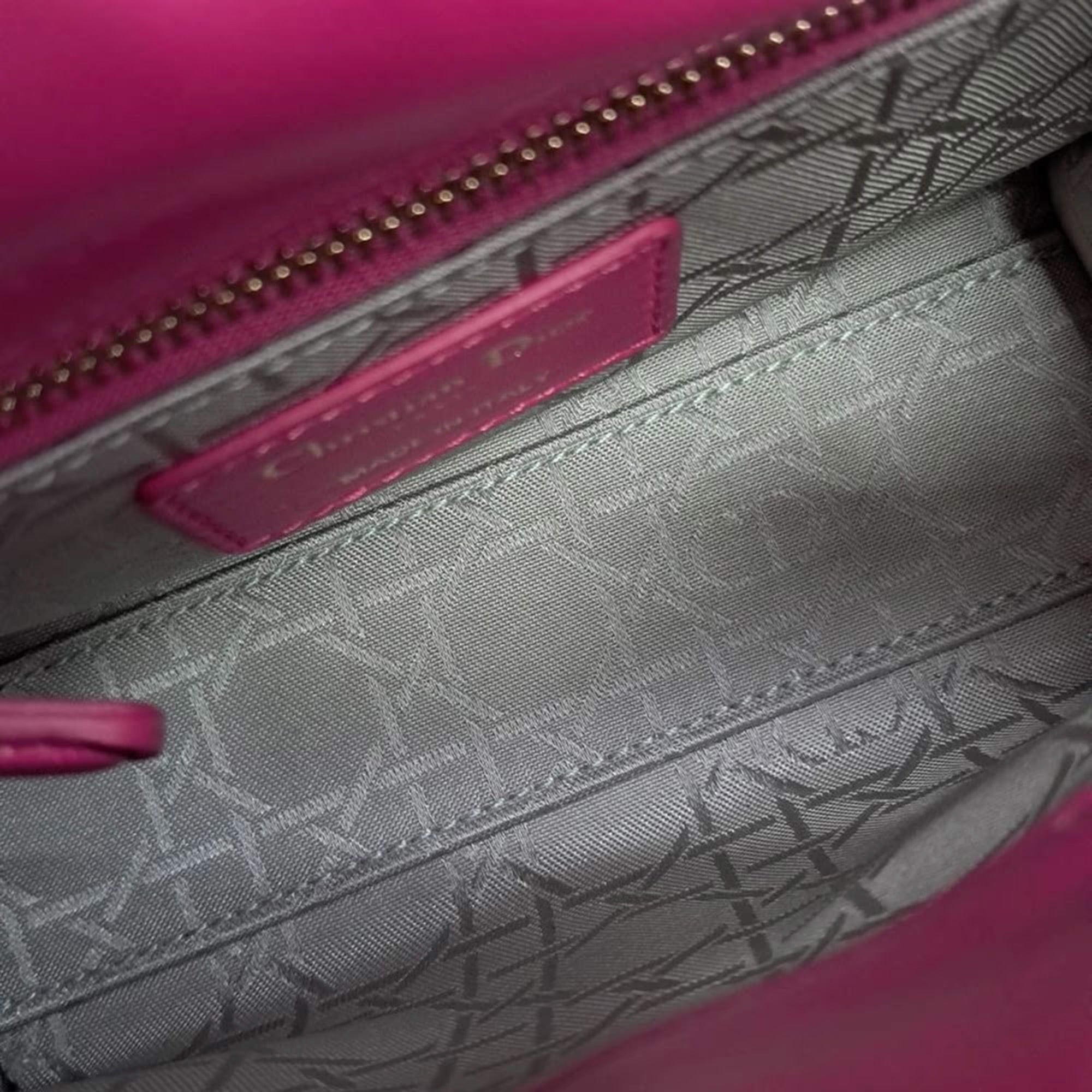 Christian Dior Lady Dior Mini Pink Cannage Lambskin Leather Top Handle Bag