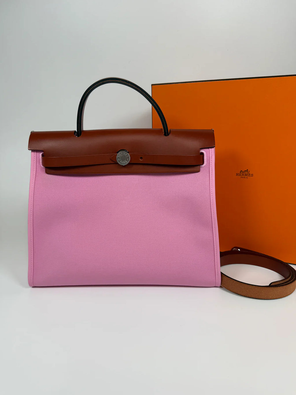 HERMÈS HERBAG 31 ZIP IN BUBBLEGUM & CUIVRE BAG