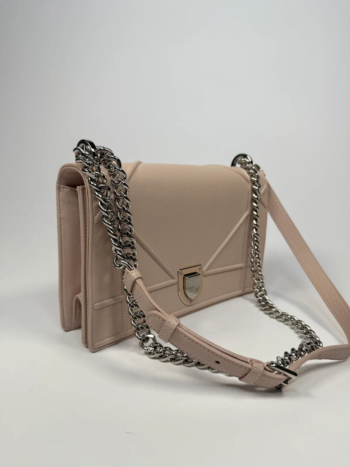 CHRISTIAN DIOR MEDIUM DIORAMA BAG IN BLUSH PINK LEATHER WITH SILVER HARDWARE