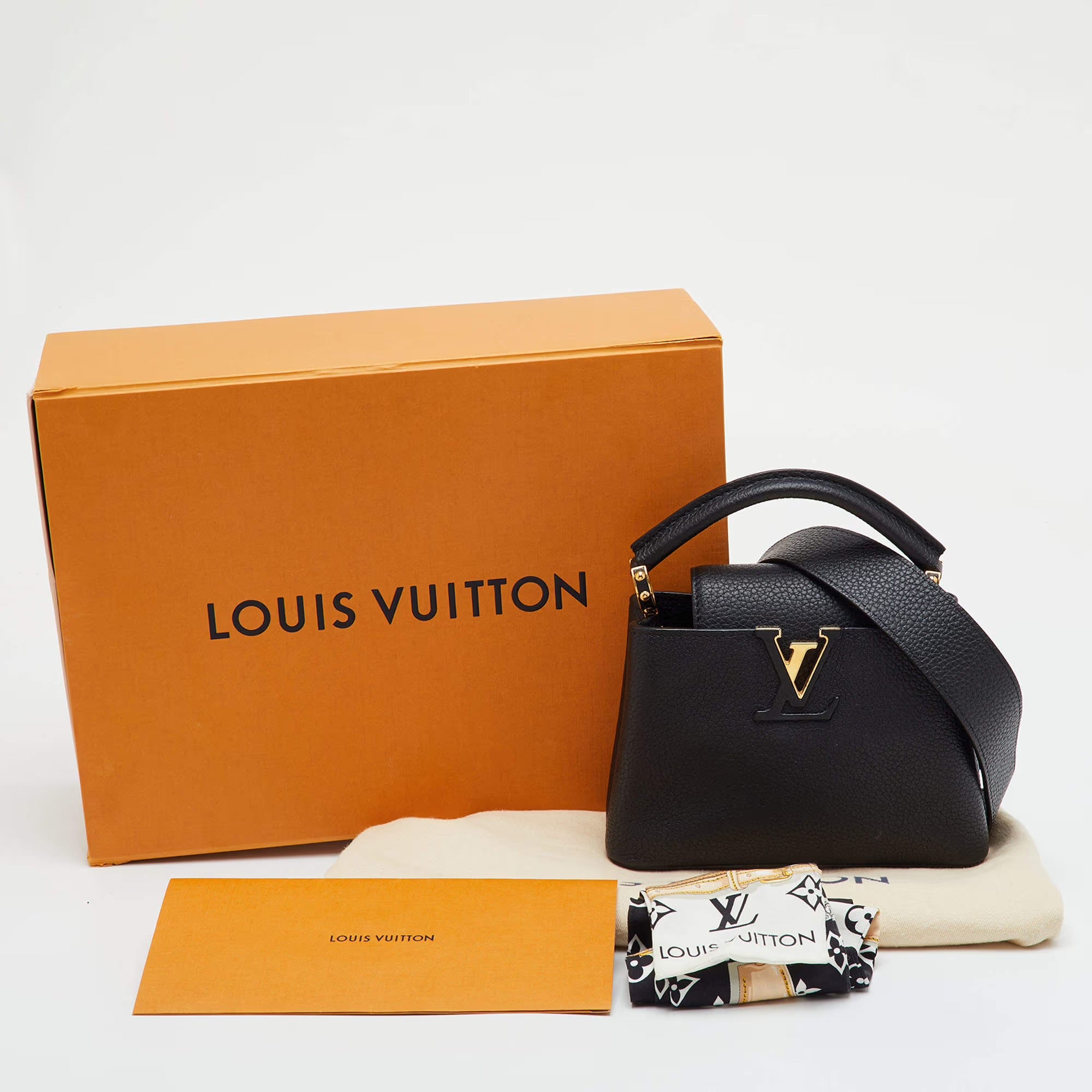 Louis Vuitton Capucines Mini Black Leather Bag