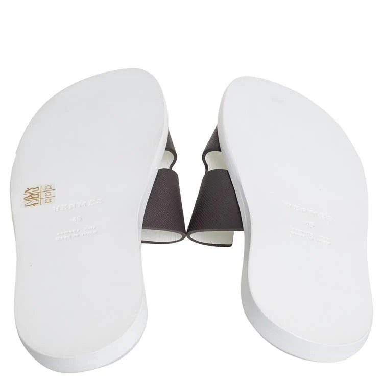 Hermes Brown Leather Izmir Sandals Size 45