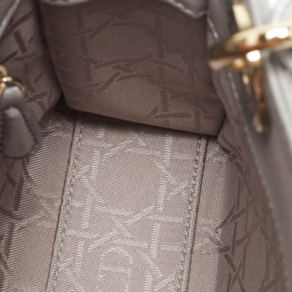 Dior Lady Dior Mini Silver Cannage Leather Tote