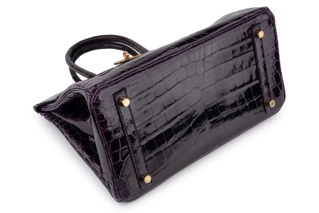 Hermès Birkin 30 Croc Niloticus Lisse Aubergine GHW