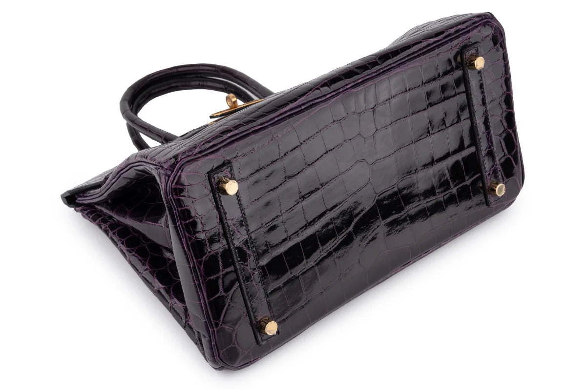 Hermès Birkin 30 Croc Niloticus Lisse Aubergine GHW