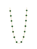 Van Cleef And Arpels Vintage Alhambra Long Necklace 20 Motifs Malachite