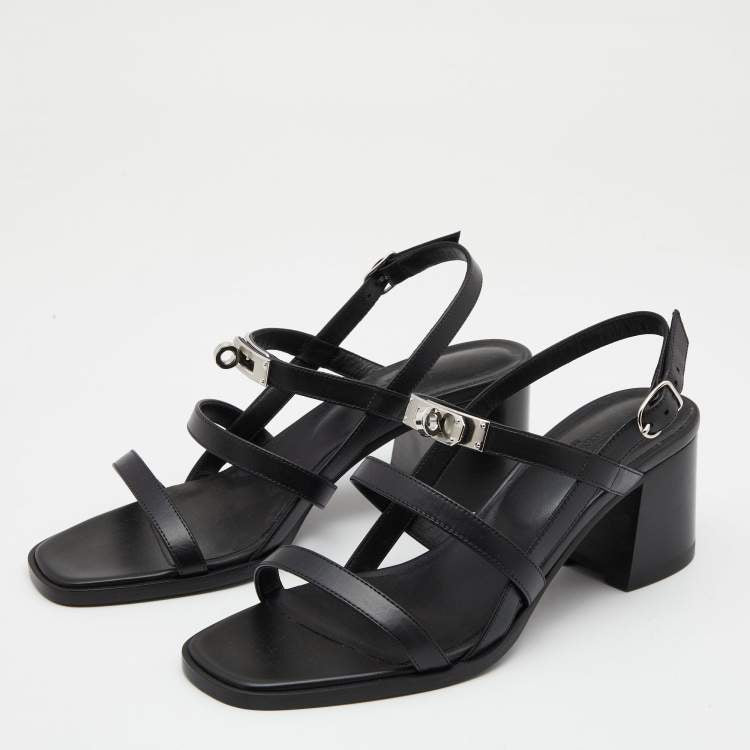 Hermès Black Leather Eve Sandals Size 39