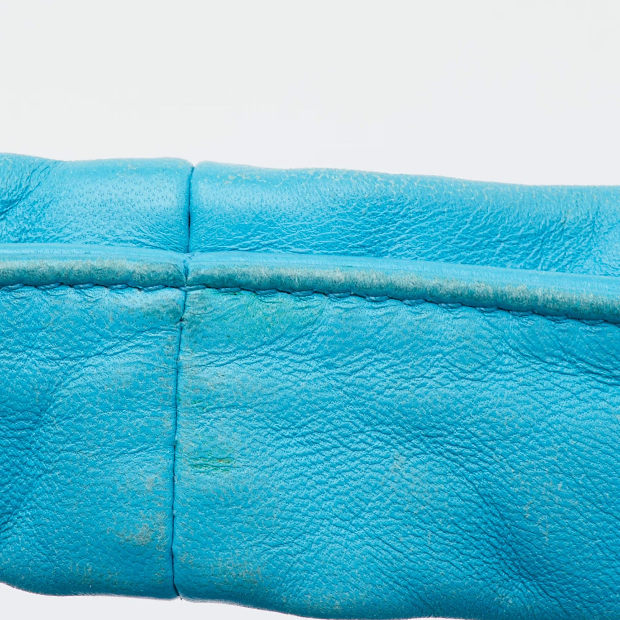 Bottega Veneta Veneta Light Blue Intrecciato Leather Hobo