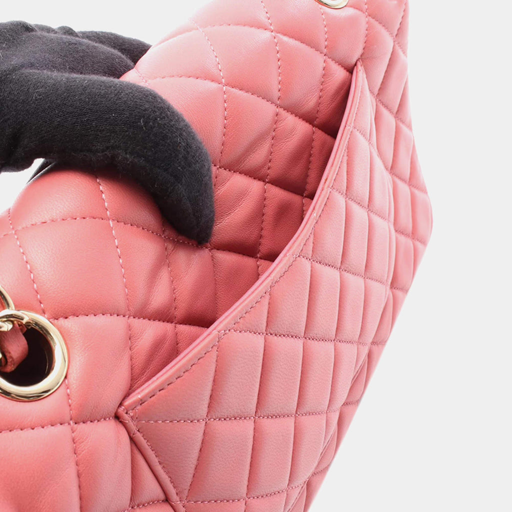 Chanel Pink Medium Classic Lambskin Valentines Heart Charms Single Flap