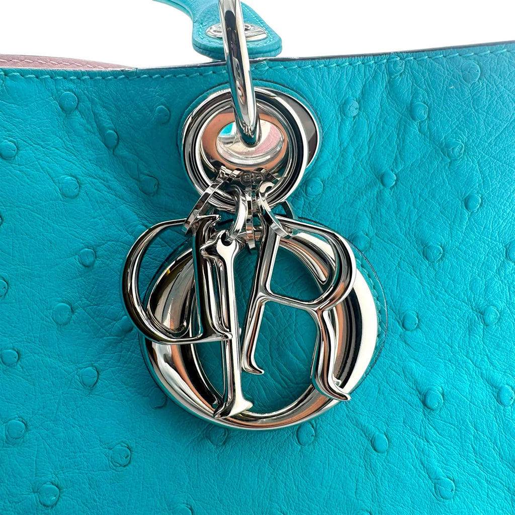 Christian Dior Diorissimo Turquoise Ostrich Tote Bag