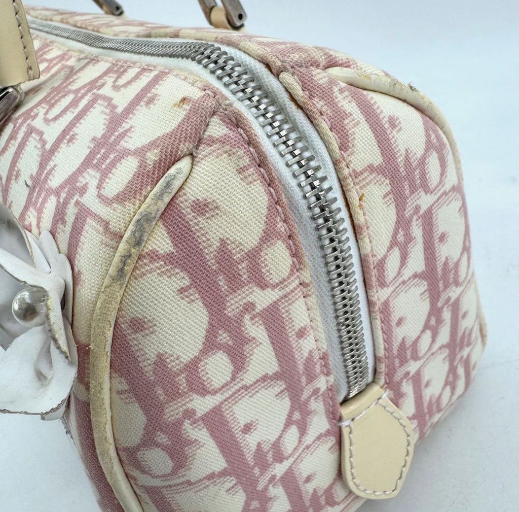 DIOR Pink Trotter Hand Mini Boston Bag Canvas Leather