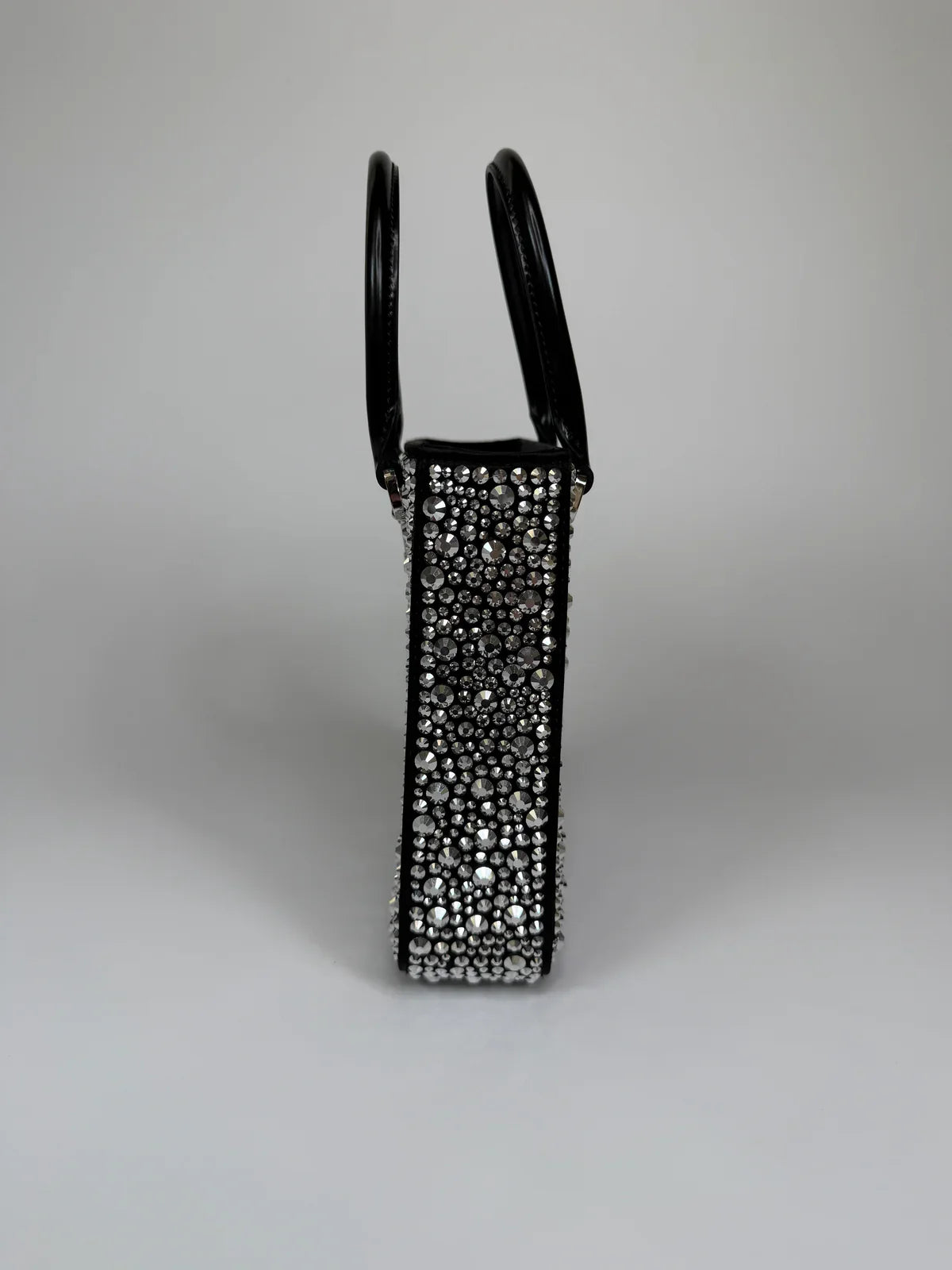 PRADA METAL PANIER SMALL BLACK SATIN CRYSTAL TOTE