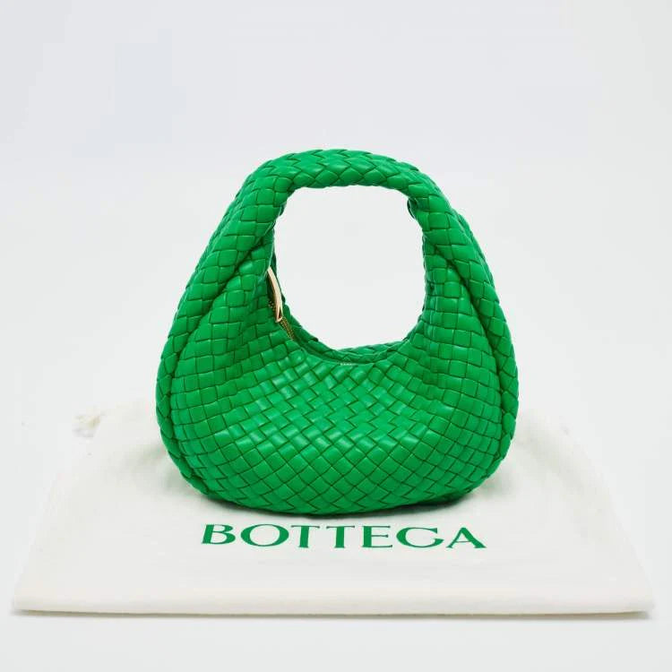 Bottega Veneta Padded Jodie Mini Green Intrecciato Leather Hobo