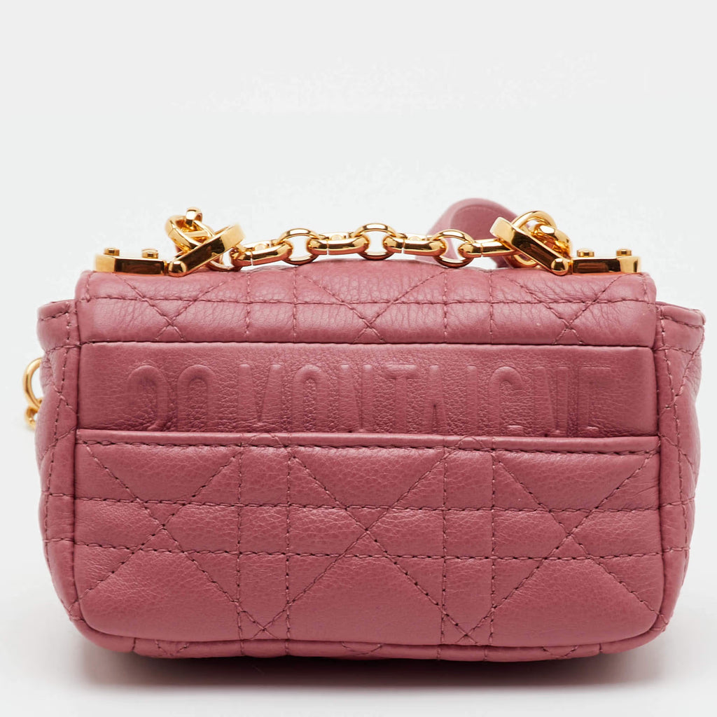 Dior Caro Micro Pink Cannage Leather Crossbody Bag
