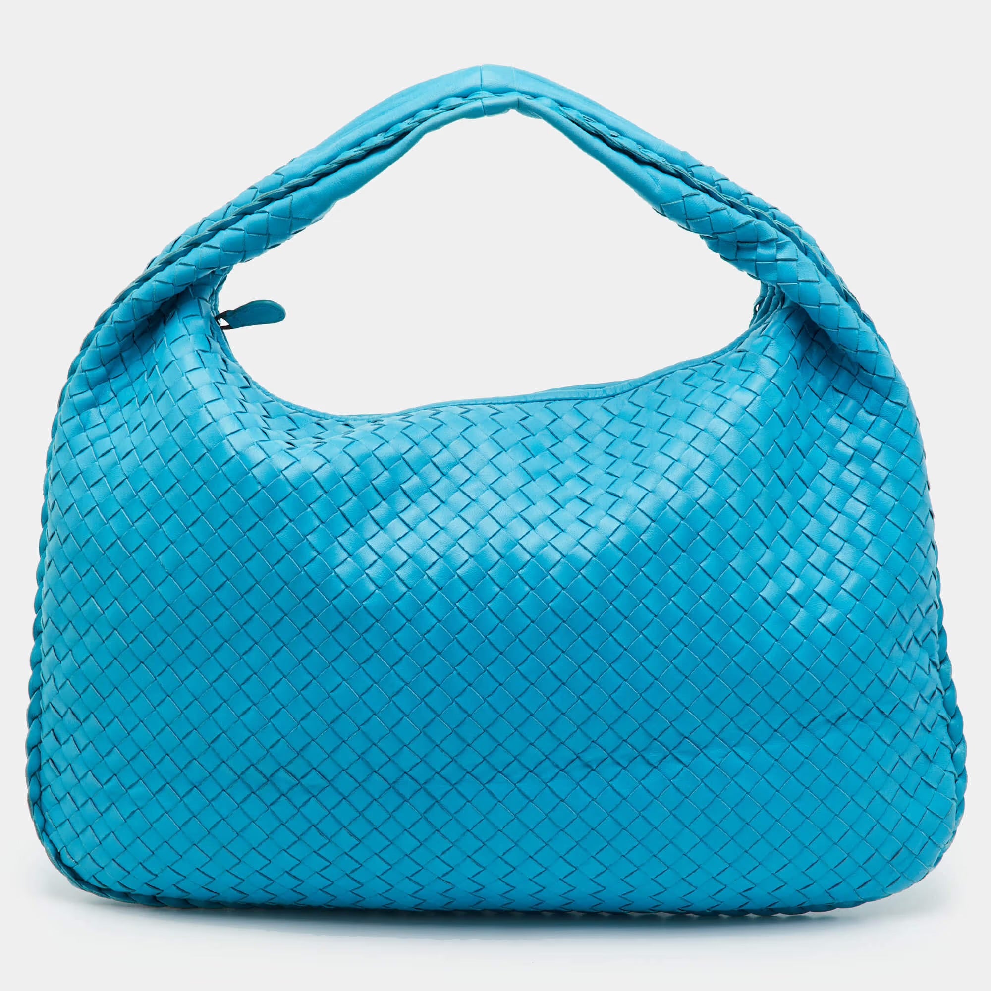 Bottega Veneta Veneta Light Blue Intrecciato Leather Hobo