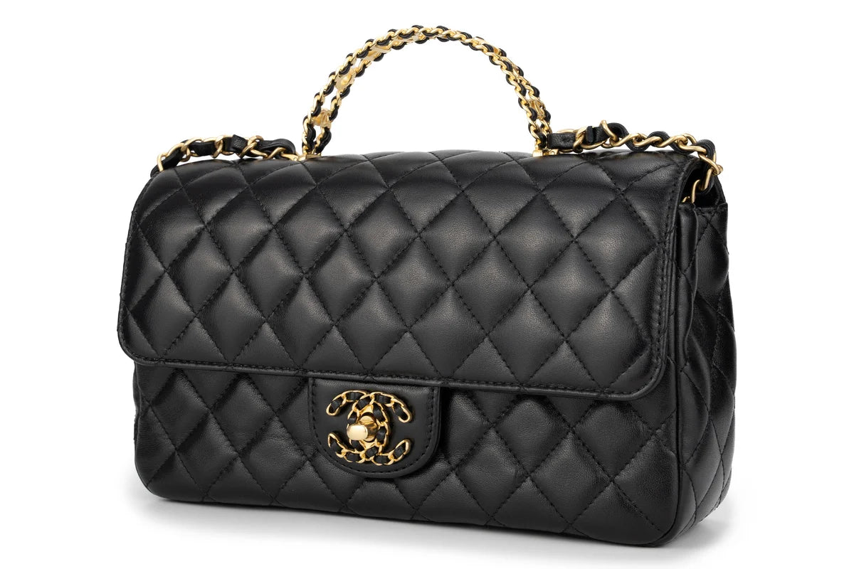 Chanel Flapbag With Handle Labmbskin Black GHW