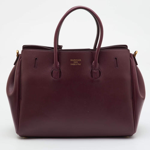Balenciaga Bel Air Small Burgundy Leather Tote