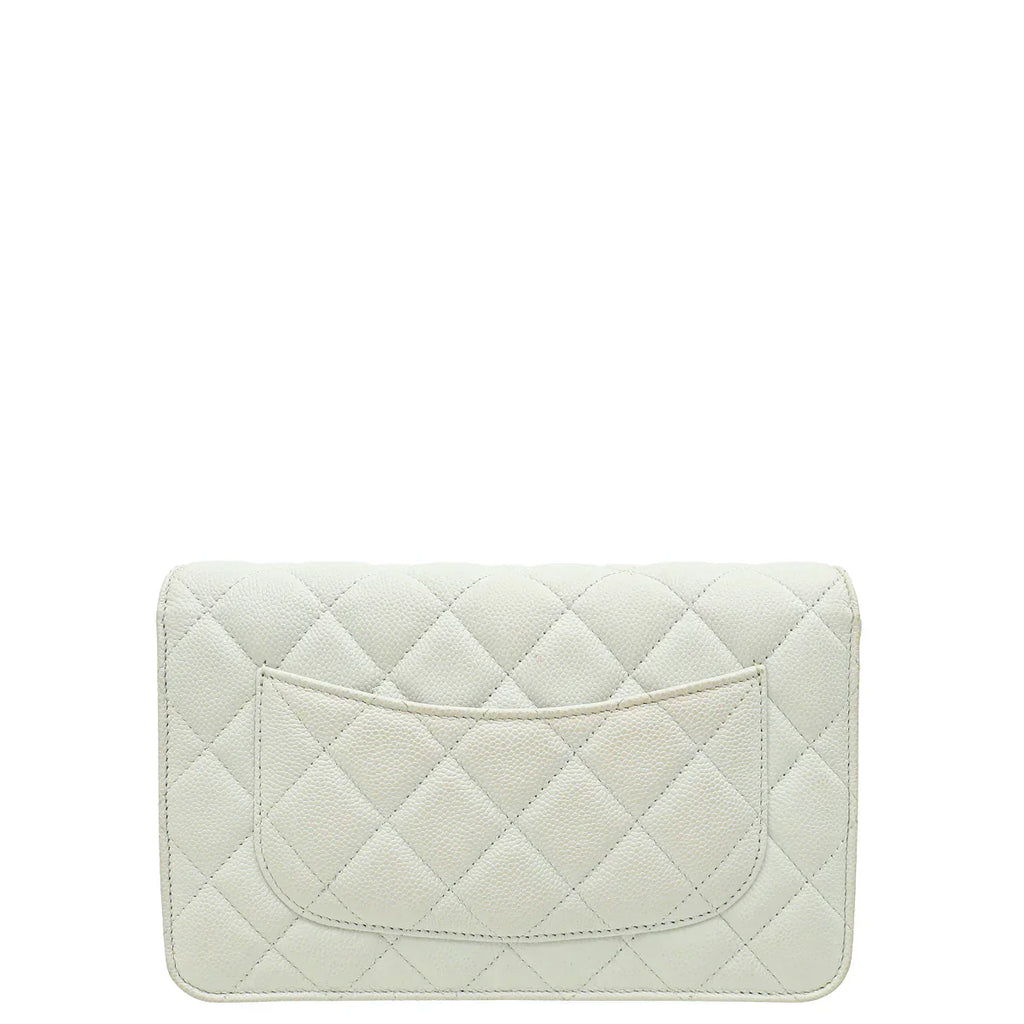 Chanel CC Classic Wallet on Chain White