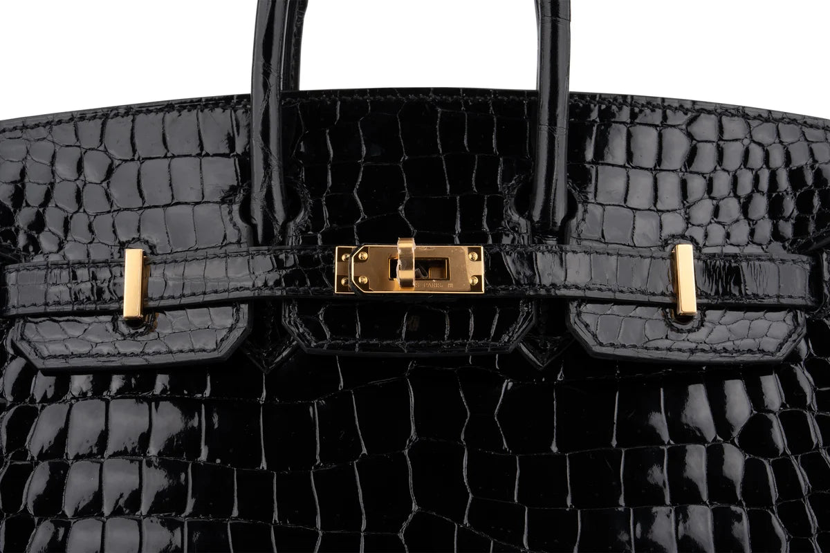 Hermès Birkin 25 Crocodile Porosus Noir GHW