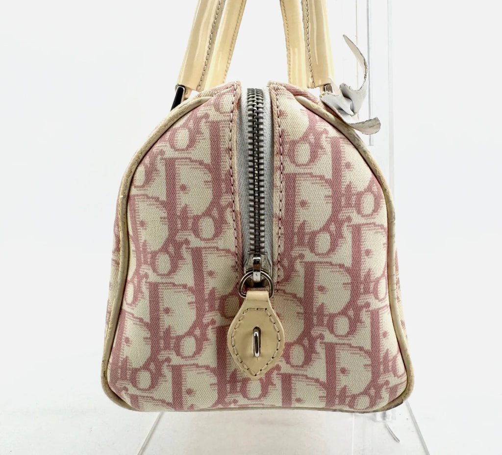 DIOR Pink Trotter Hand Mini Boston Bag Canvas Leather