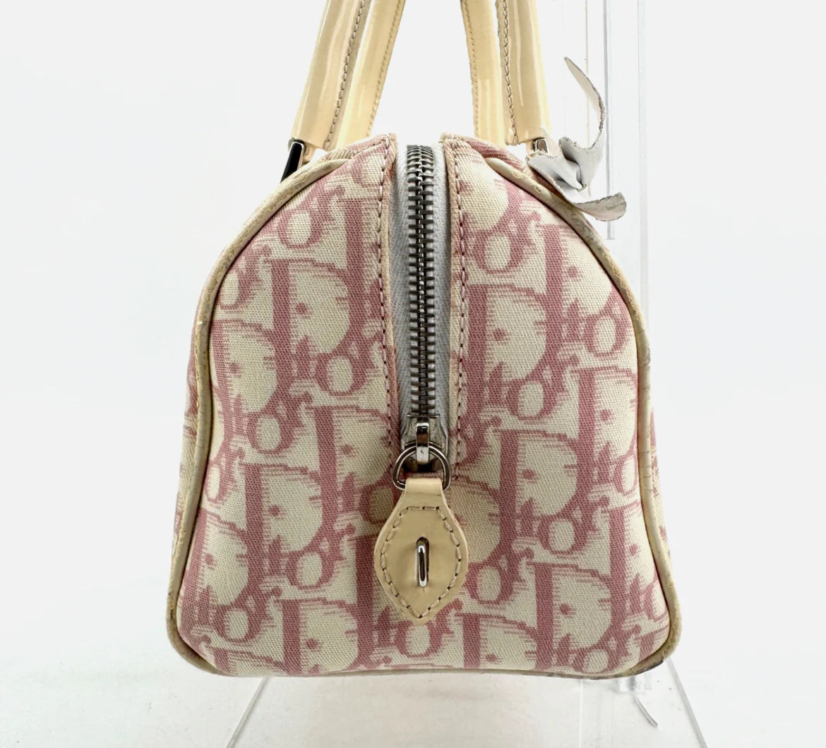 DIOR Pink Trotter Hand Mini Boston Bag Canvas Leather