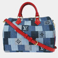 Louis Vuitton Speedy Bandouliere 30 Blue Denim Satchel Bag