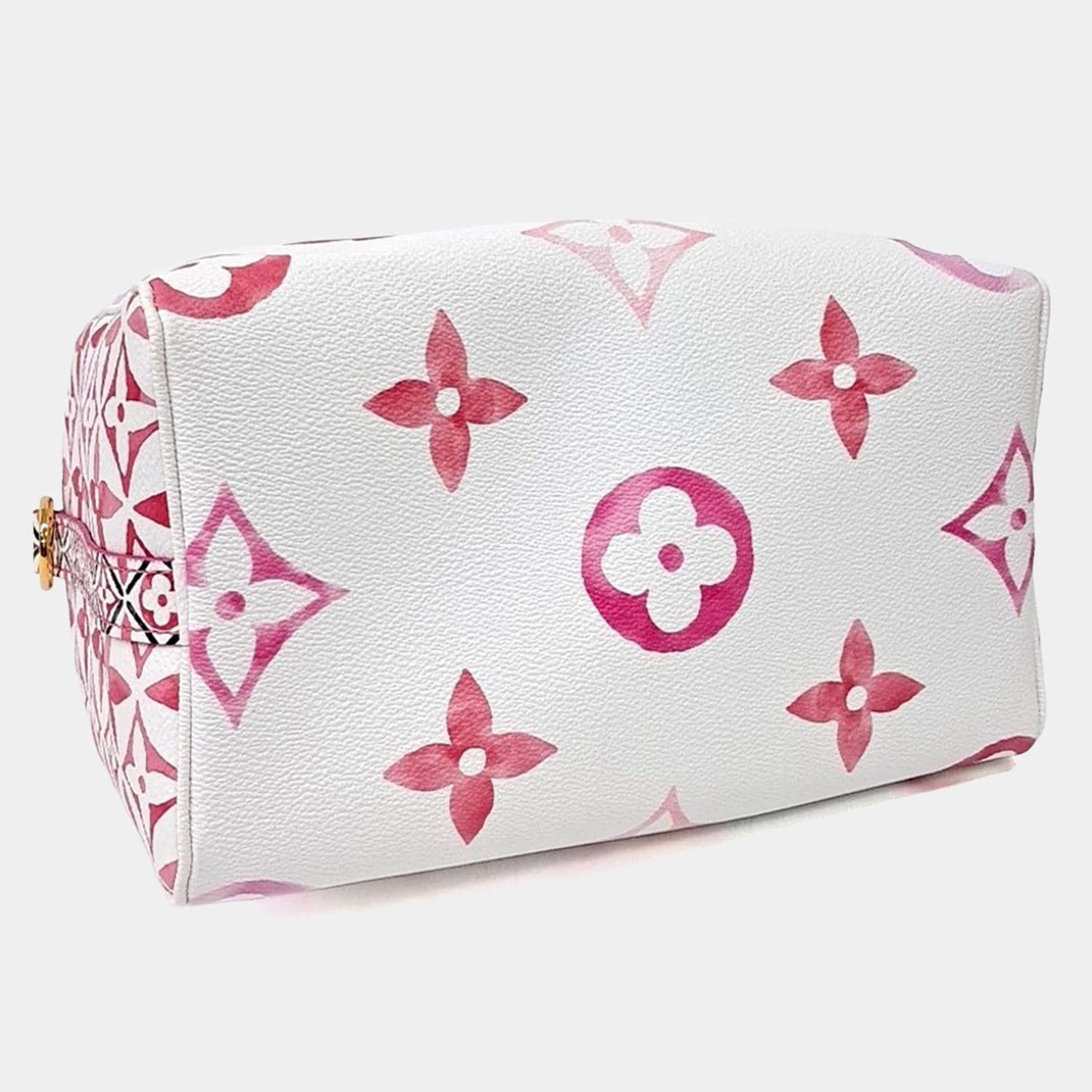 Louis Vuitton Pink White Leather Bandoulière Speedy 25