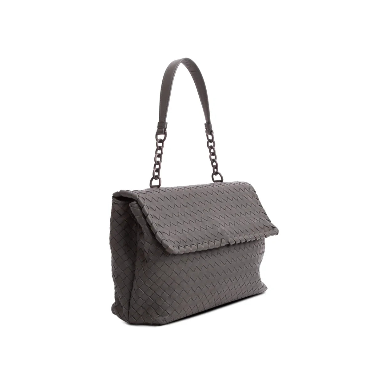 Bottega Veneta Grey Nappa Intrecciato Medium Olimpia Shoulder Bag