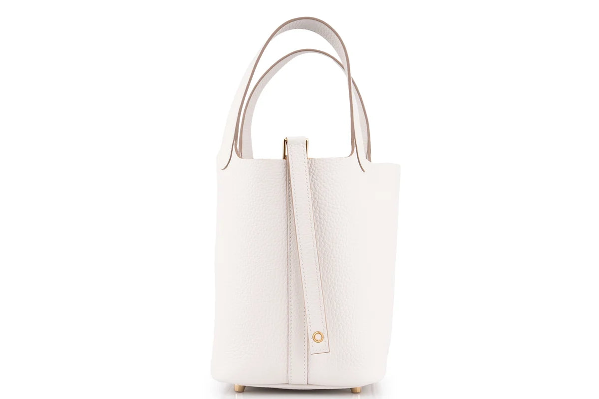 Hermès Picotin 18 Clemence Gris Pale GHW