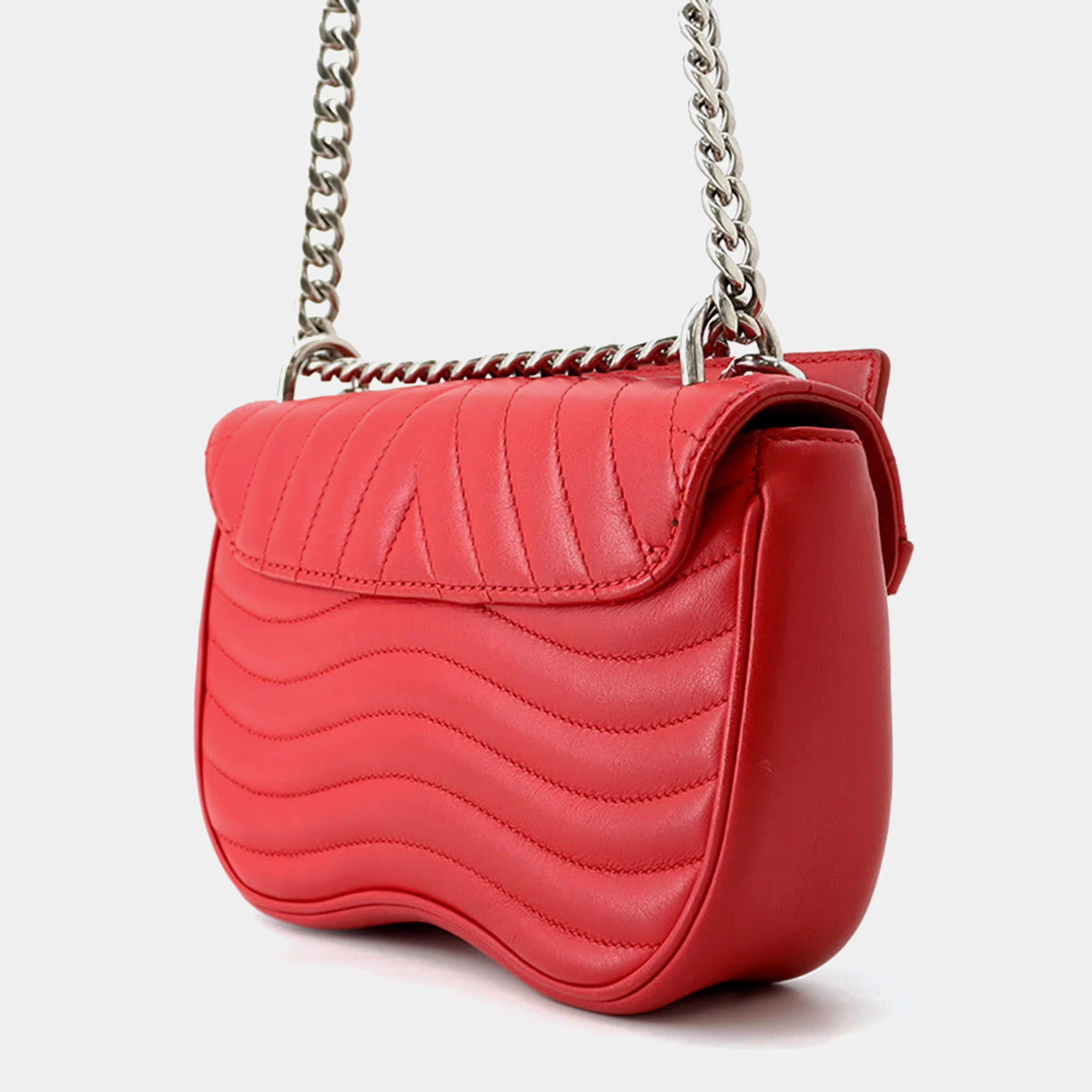 Louis Vuitton New Wave Chain Bag Red Leather Size Pm