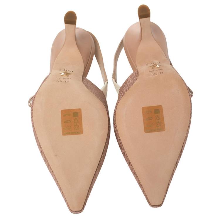 Dior Beige Metallic Technical Fabric J'Adior Slingback Sandals Size 38
