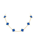 Van Cleef And Arpels Vintage Alhambra Necklace 10 Motifs Blue Agate