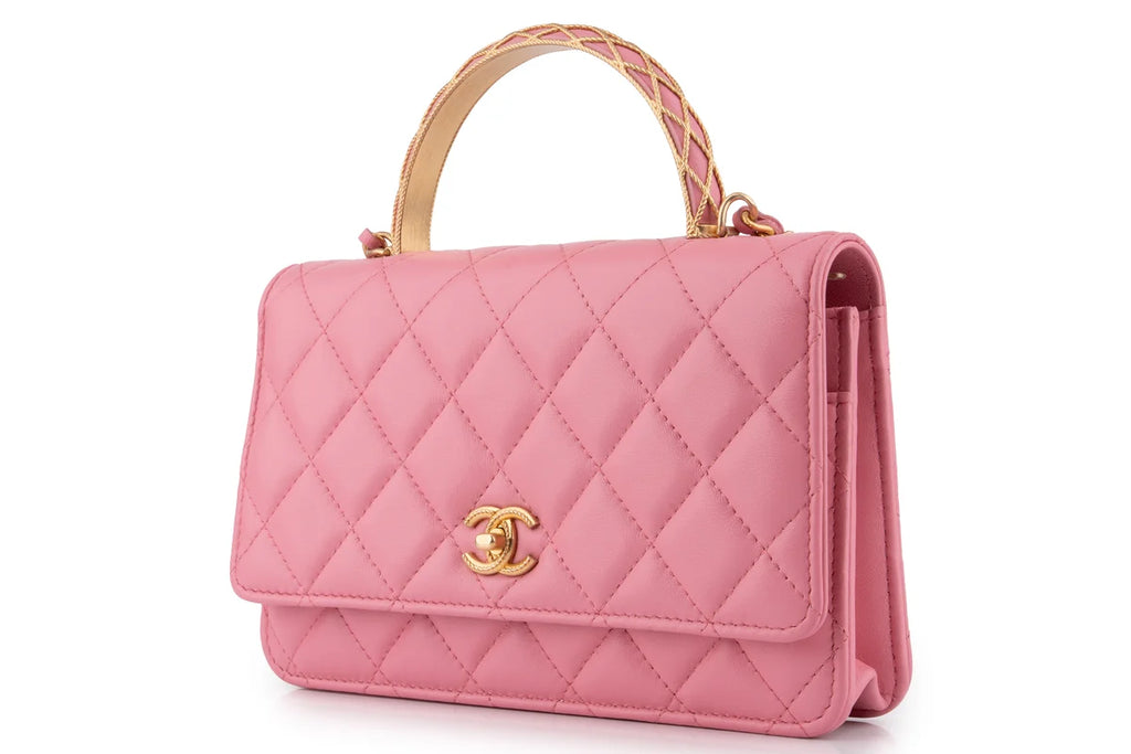 Chanel Quilted Top Handle WOC Lambskin Pink GHW