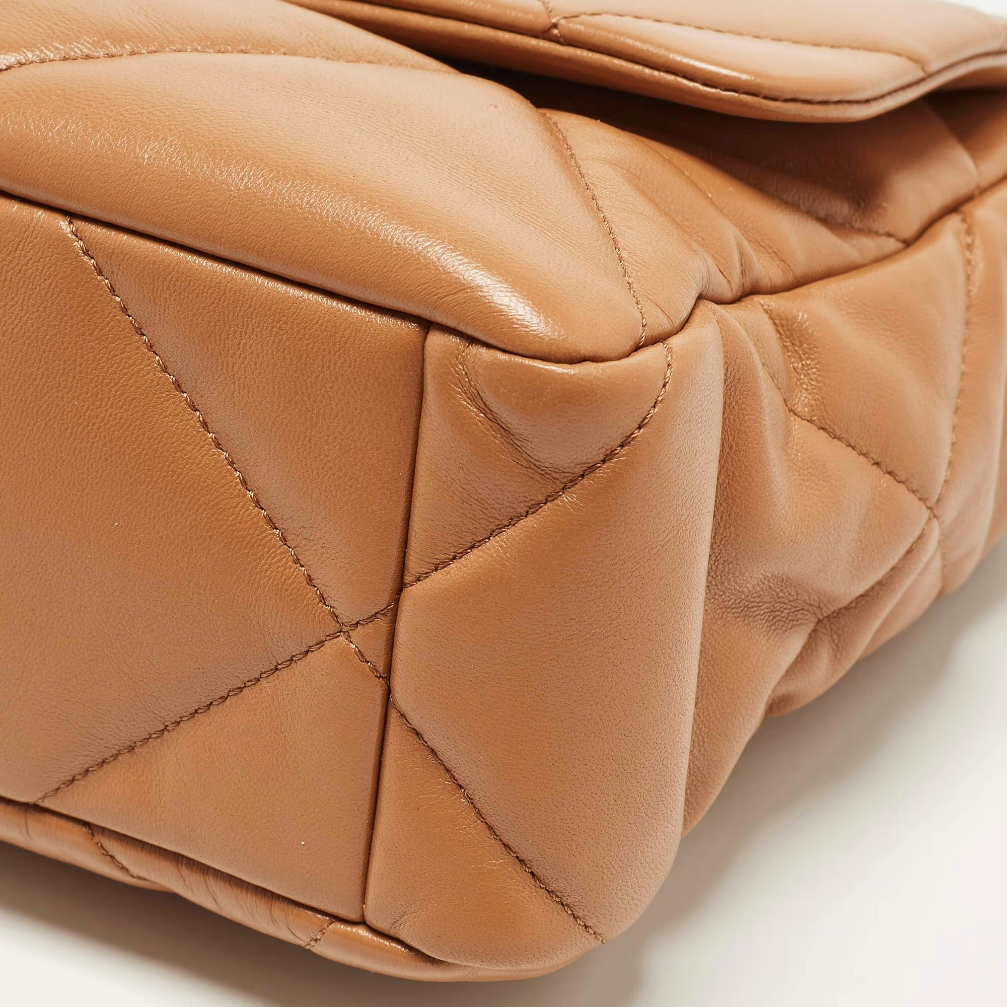 Chanel 19 Large Brown Quilted Leather Flap Bag
