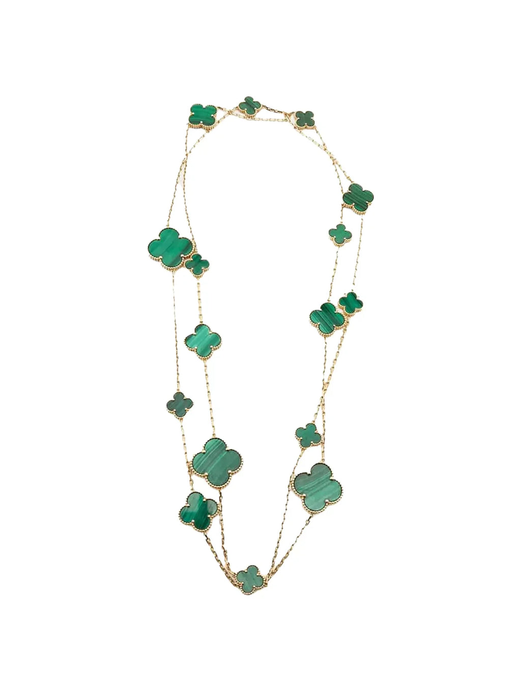 Van Cleef And Arpels Alhambra Long Necklace 16 Motifs Malachite