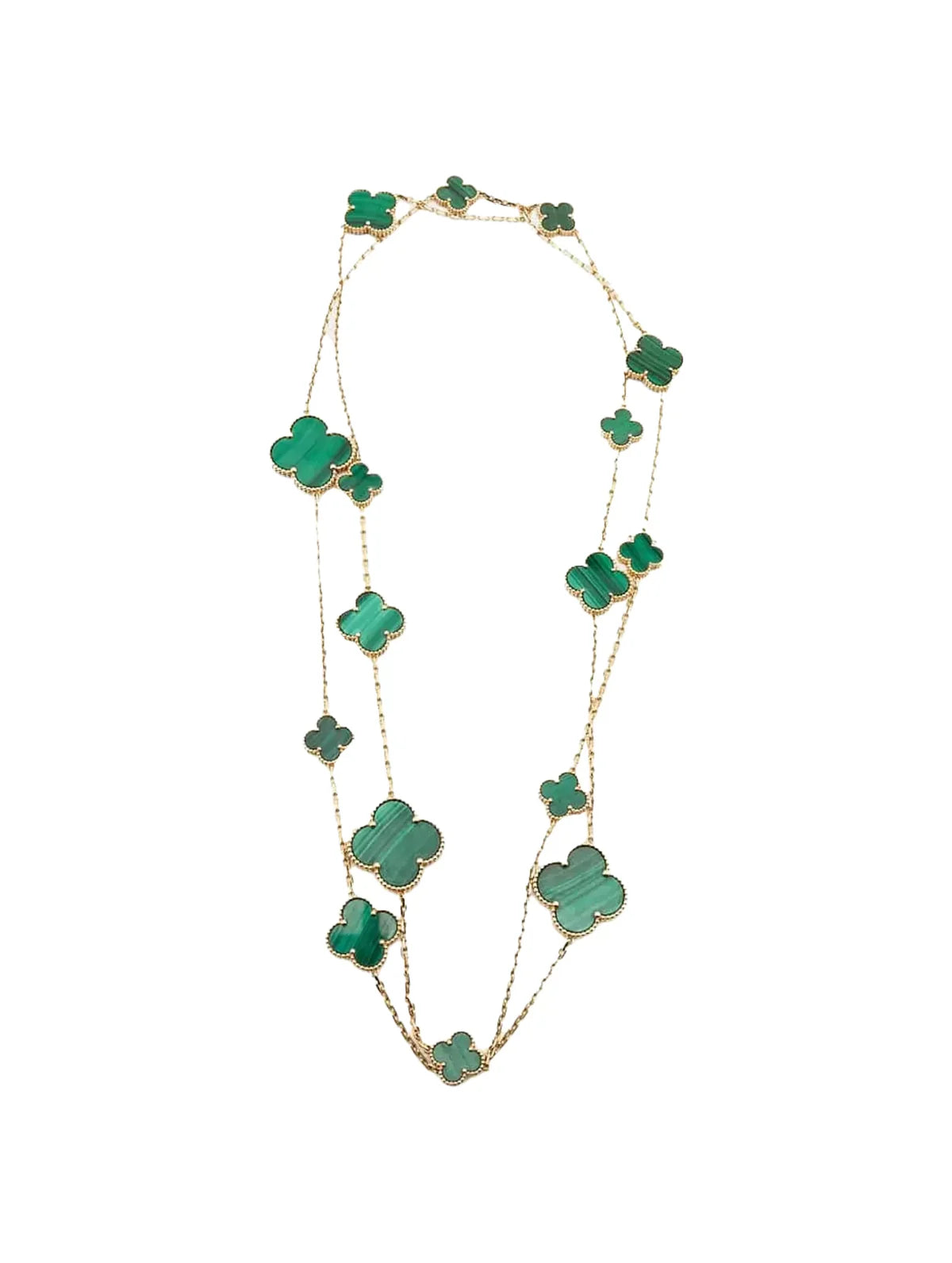 Van Cleef And Arpels Alhambra Long Necklace 16 Motifs Malachite