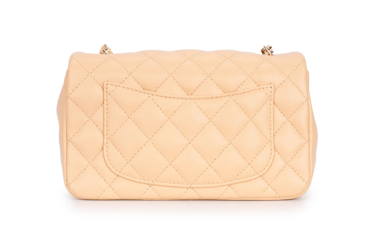 Chanel Mini Rectangle Flap Lambskin Beige LGHW