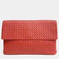Bottega Veneta Red Leather Mesh Clutch