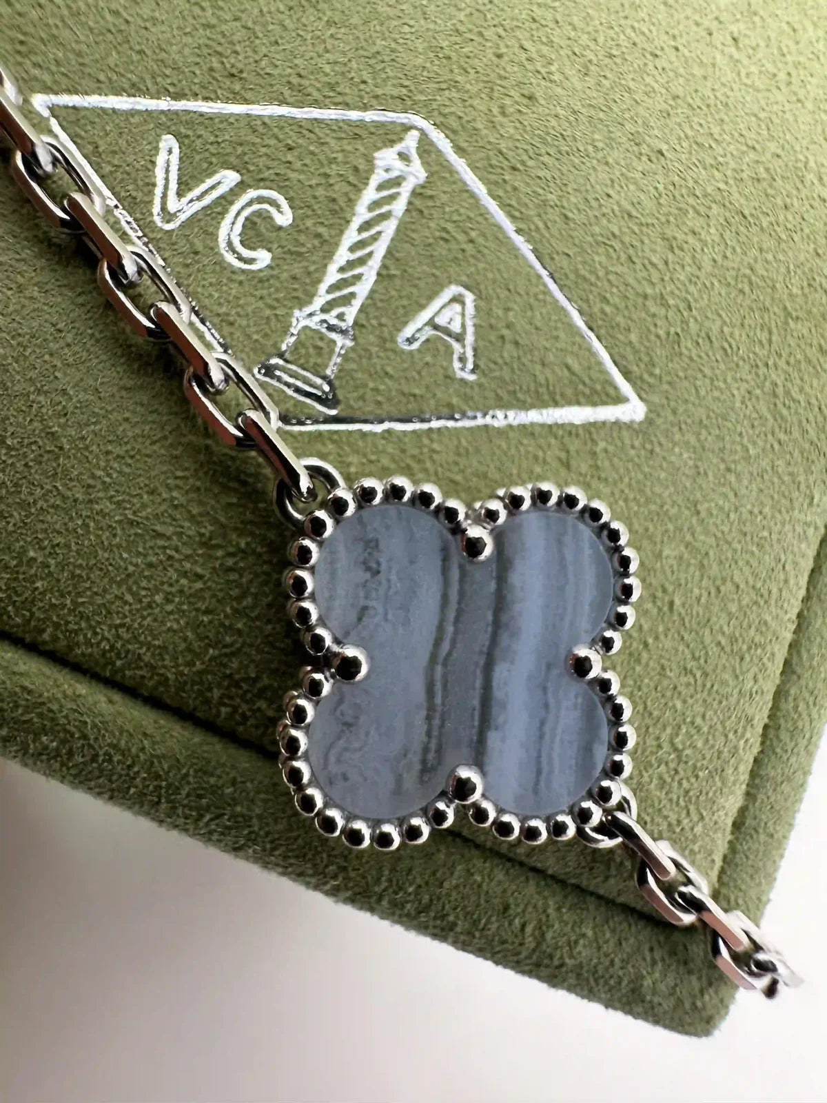 Van Cleef And Arpels Vintage Alhambra Bracelet 5 Motifs Chalcedony